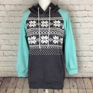 Cute Teal & Grey Sweatshirt with Snowflake Design